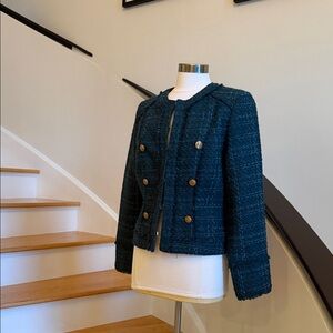 White House Black Market Teal Blazer with Gold Buttons